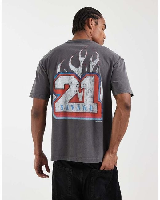Hollister Gray 21 Savage Boxy Oversized T-shirt for men