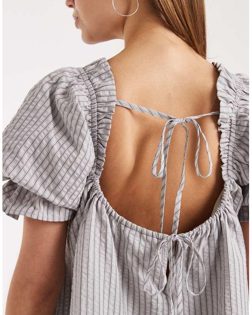 Daisy Street White Puff Sleeve Smock Mini Dress With Ruffles