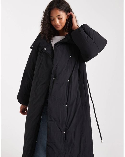 ASOS Blue Funnel Neck Longline Puffer Jacket
