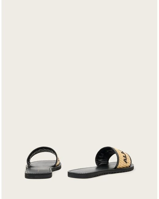 AllSaints Natural Hoxton Textured One Strap Logo Sandals