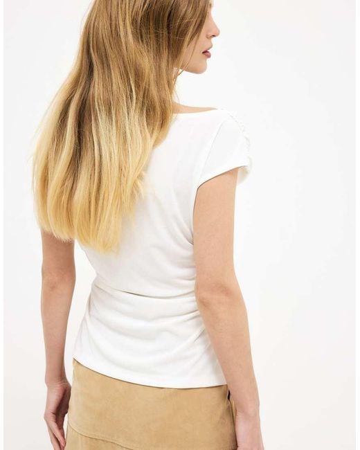 NA-KD White Front Draped Sleeveless Top