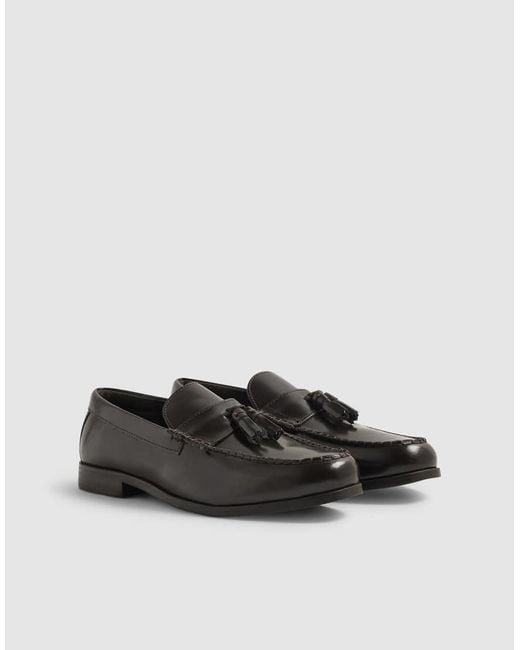 River Island White Leather Tassel Loafers for men