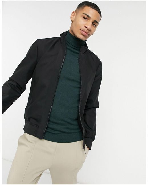 River Island Synthetic Nylon Funnel Neck Jacket in Black for Men | Lyst