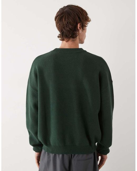 Prohibited Green Oversized Bloom Logo Knit Jumper for men
