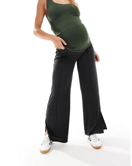 Mama.licious Gray Mamalicious Maternity Over The Bump Trousers With Pintuck