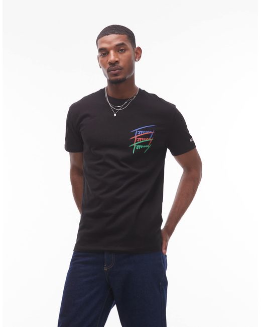 T-shirt avec imprimé signature répété au dos Tommy Hilfiger pour homme en coloris Black