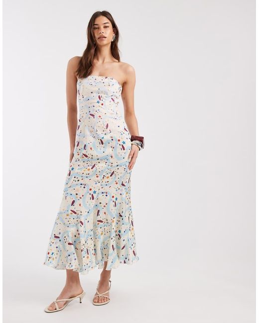 laagam White Polly Bandeau Midi Dress
