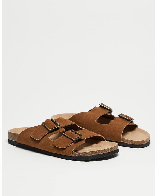 ASOS Brown Two Strap Sandals for men