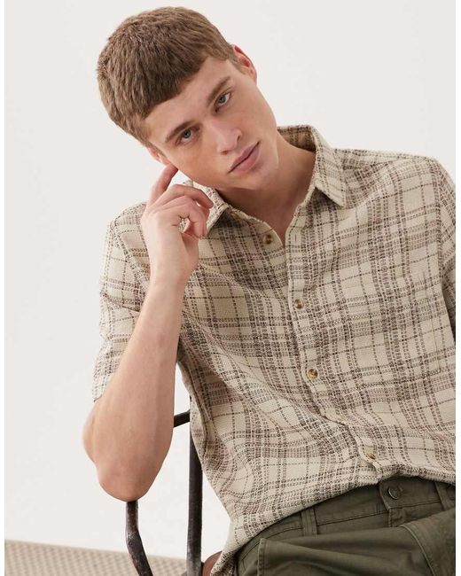 ASOS Natural Regular Fit Textured Check Shirt for men