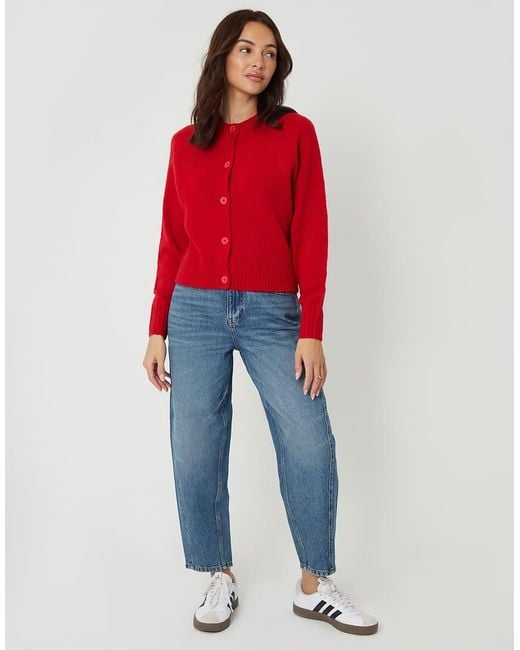 Threadbare Red Button Up Knitted Cardigan