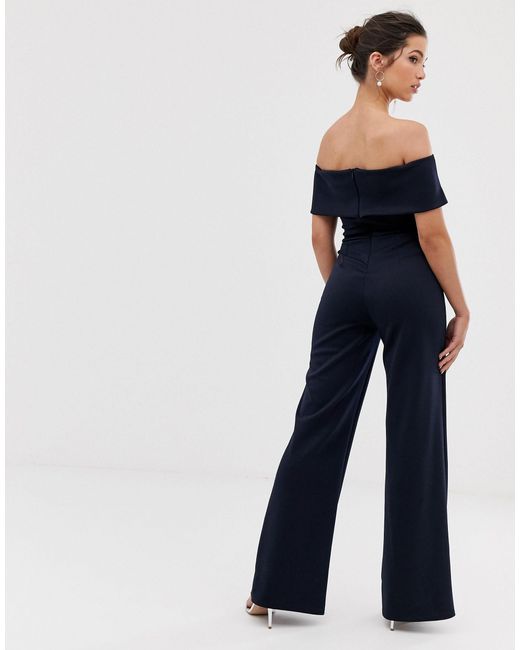 Shoulder Jumpsuit in Navy 