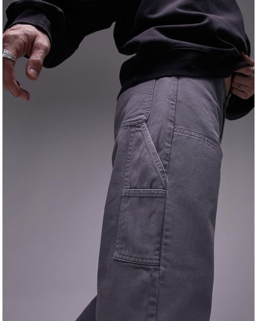 Topman Black Loose Carpenter Trousers for men