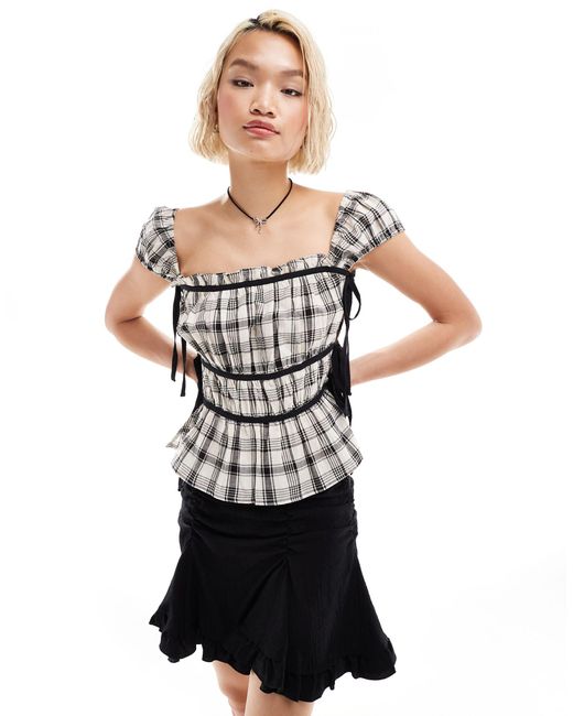 Collusion White Milkmaid Top With Open Bow Side