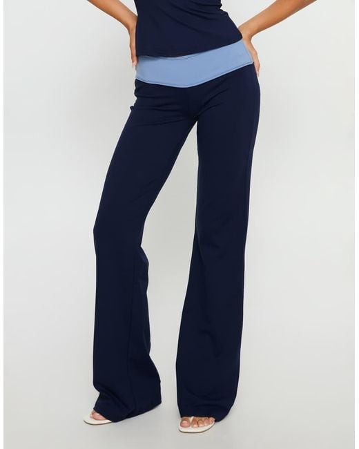 Princess Polly Blue Kobee Foldover Flare Pants