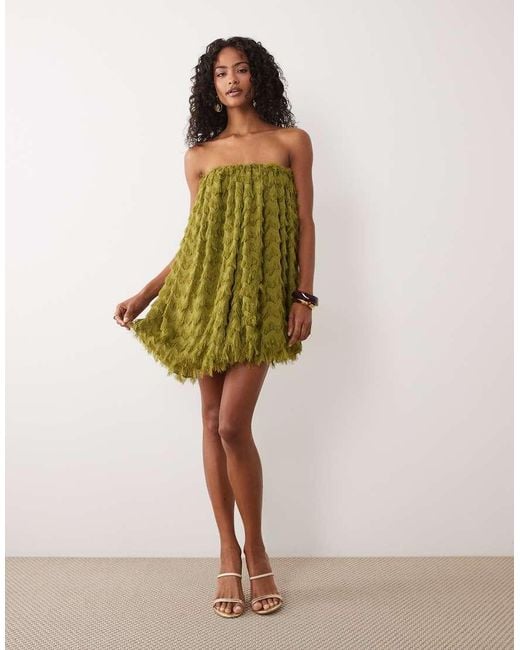 ASOS Green Wave Textured Bubble Bandeau Mini Dress