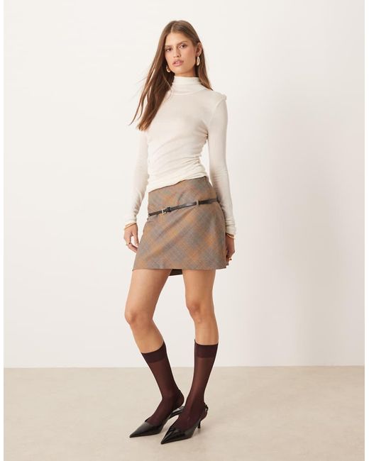 Mango Natural Belted Mini Skirt