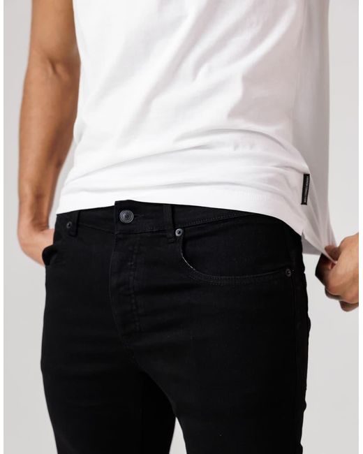 French Connection Black Cotton Slim Fit Stretch Denim Jeans for men