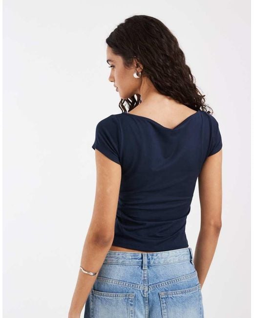 Hollister Blue Seamless Slash Neck Top