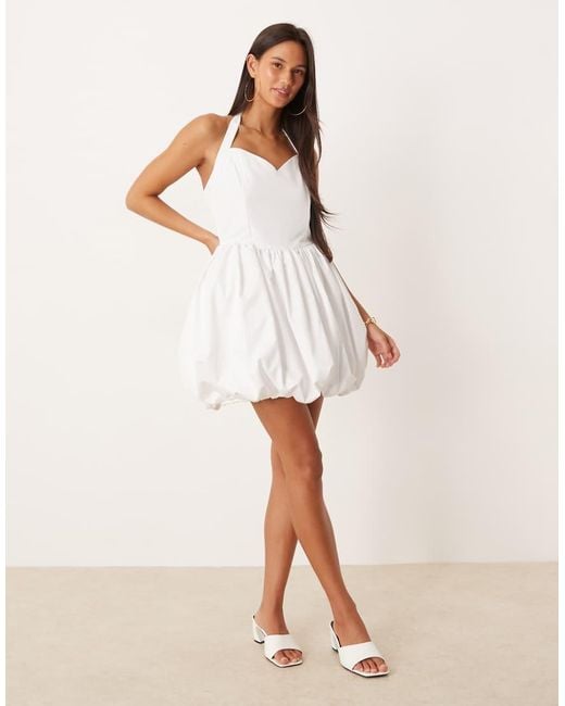 Collective The Label White Puffball Halterneck Mini Dress