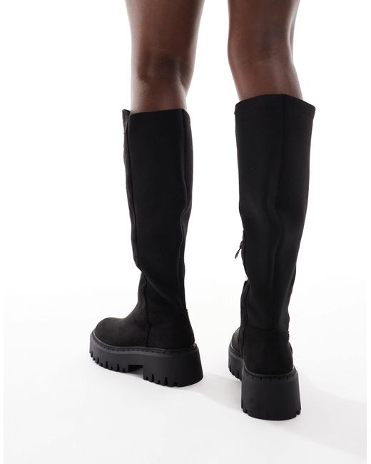 SEQWL Black Stella Chunky Knee Boots