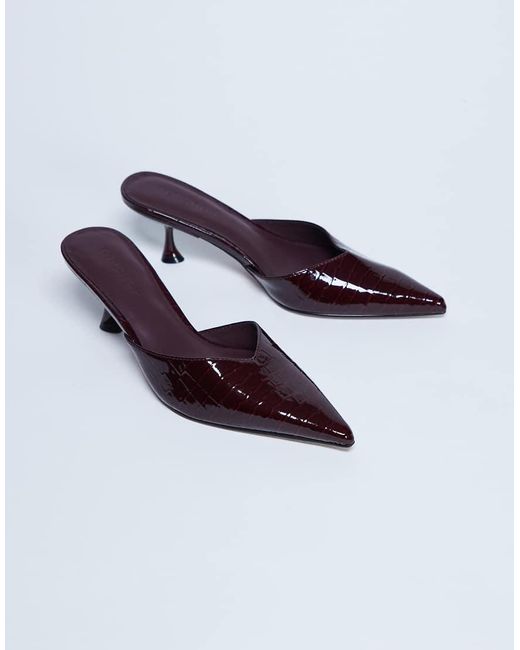 TOPSHOP White Ivette Croc Patent Close Toe Mule