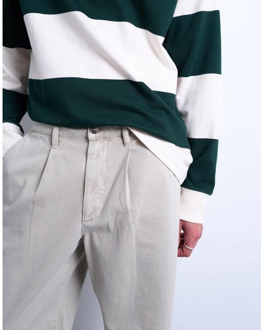 Topman – baggy fit hose aus twill in White für Herren