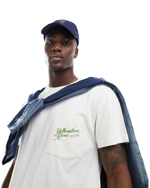 Camiseta blanco con bolsillo y estampado en la espalda "yellowstone river" Abercrombie & Fitch de hombre de color White