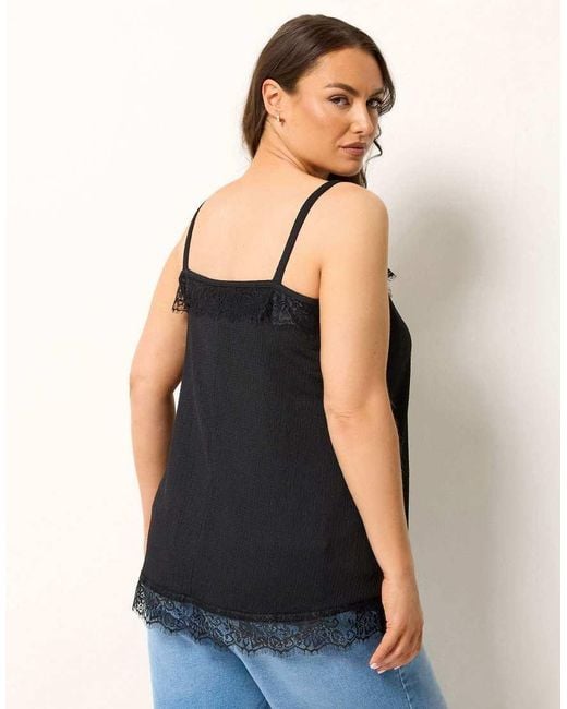 Yours Clothing Black Lace Detail Vest Top