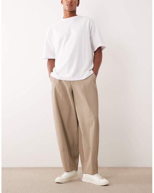 ASOS Natural Tailored Barrel Leg Trousers for men