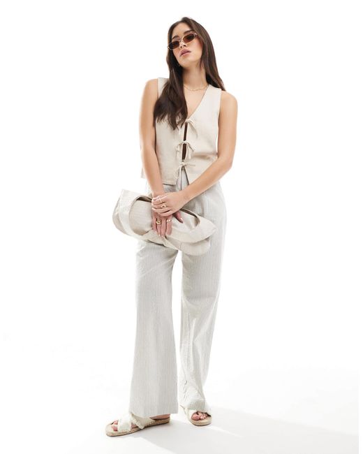 Hollister Multicolor Tie Front Linen Top