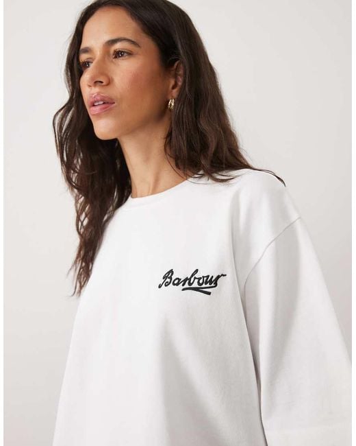 Barbour White Gracefield Short Sleeve Graphic Logo T-Shirt