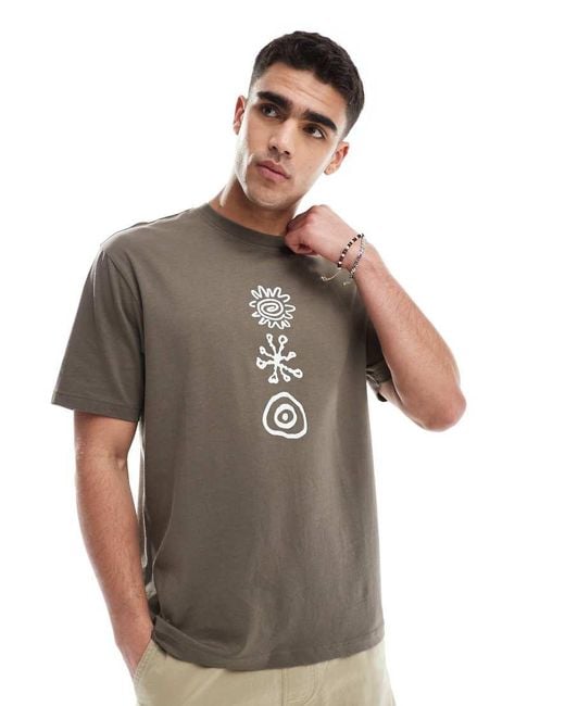 Camiseta Marrón Extragrande Con Estampado En La Espalda De Estilo Rupestre De -Azul Marino Only & Sons de hombre de color Brown