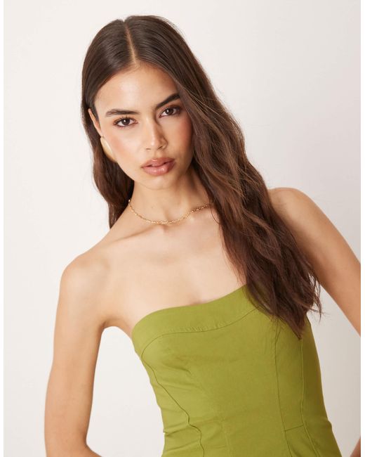 ASOS Green Asos design tall – trägerloses midikleid aus bengaline