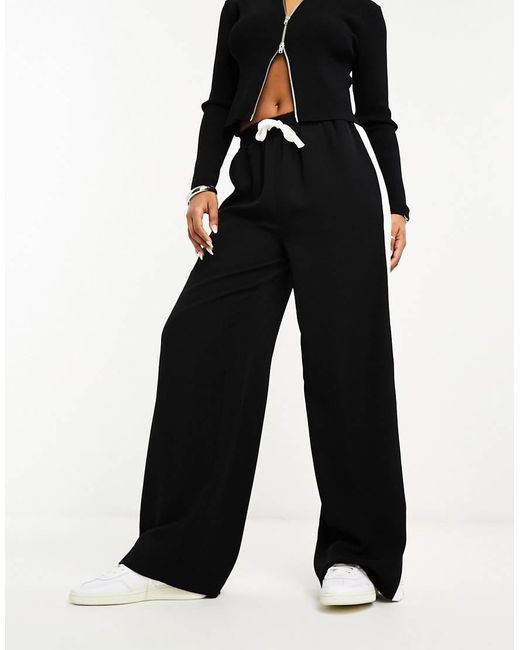 ASOS Black Pull On Trousers With Contrast Panel