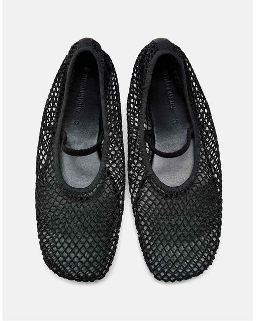 Stradivarius White Mesh Strap Ballet Flats