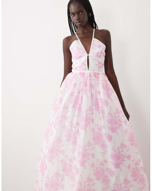 True Decadence Pink Lace Trim Maxi-Dress