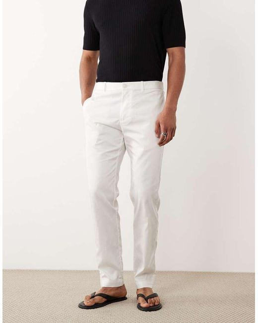 Mango White Straight Leg Pants for men