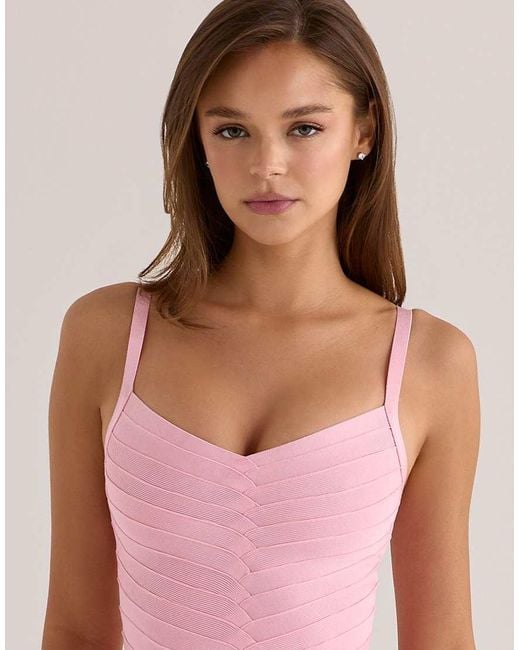 House Of Cb Pink The Cinch Lychee V Waist Mini Bandage Dress