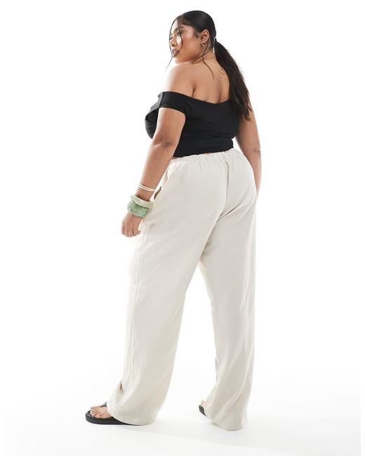 ONLY Broek Met Linnenlook En Elastische Taille in het Natural