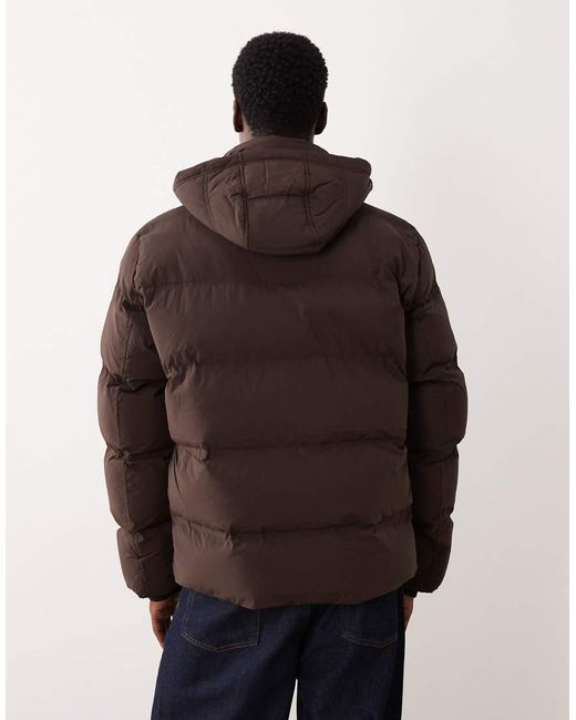 SELECTED Brown Nylon Puffer Jacket for men