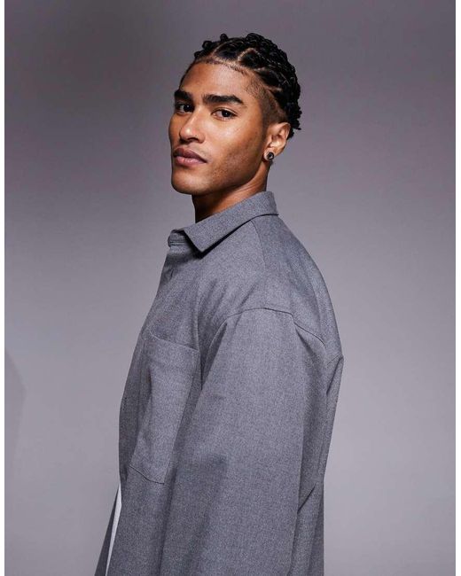 Camisa Extragrande De ASOS de hombre de color Gray
