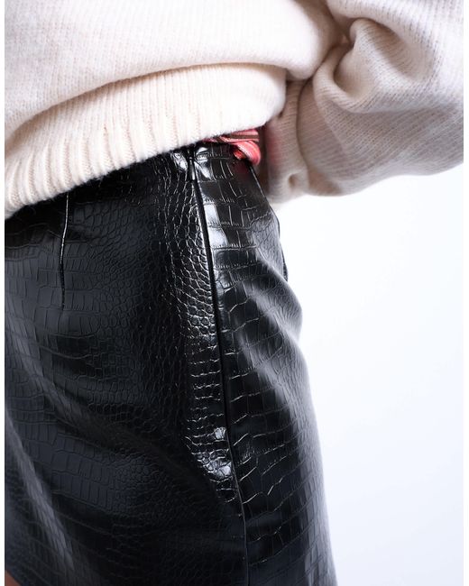 TOPSHOP White Seamed Detail Faux Leather Mini