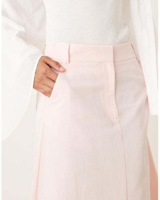 ASOS Natural Linen Blend Tailored Maxi Skirt