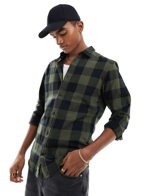 Jack & Jones Black Essentials Buffalo Check Shirt for men