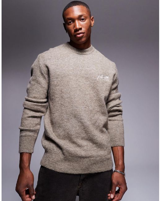 River Island – weicher strickpullover in Gray für Herren