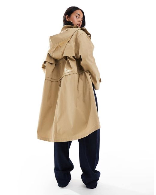 ASOS White Hooded Washed Trench Coat