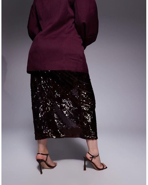 Renee Studio Purple High Waist Sequin Maxi Skirt