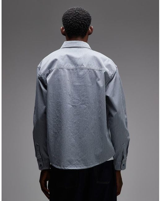 Dickies Gray Hickory Striped Long Sleeve Work Shirt for men