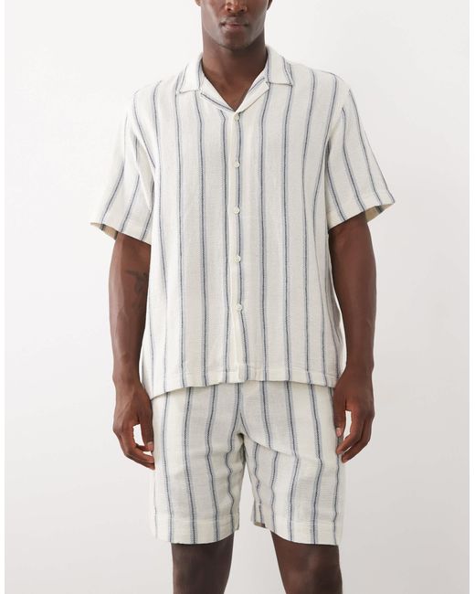 Short d'ensemble texturé 100 % coton - rayures es SELECTED pour homme en coloris Natural
