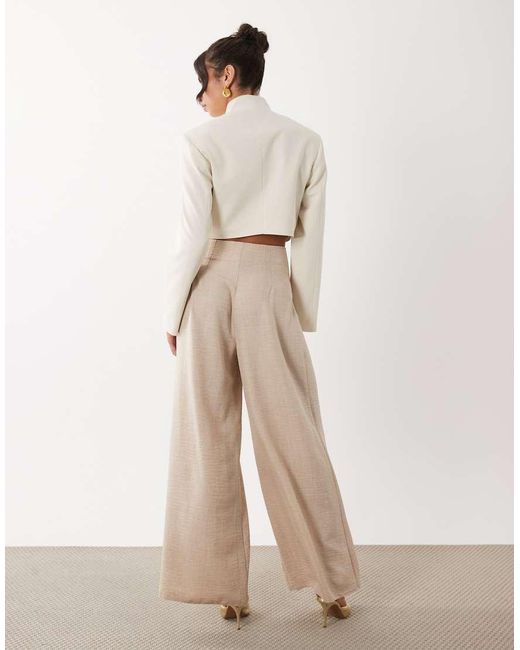 ASOS White Co-ord Deep Waistband High Waist Wide Leg Trousers